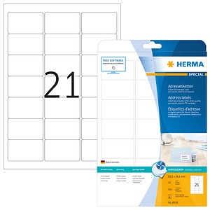 4008705088381 - HERMA Inkjet Adressetiketten A4 635x381 mm weiß Papier matt 525 St - Weiß - Papier - Tintenstrahl - Matte - Dauerhaft - Abgerundetes Rechteck