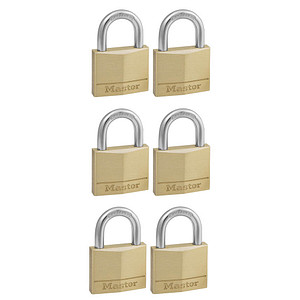 3520190934239 - 140EURSIX 6-er Pack Schlüssel Vorhängeschlösser aus Massivmessing Gold 6 x 4 x 13 cm - Master Lock