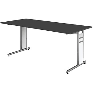 4044917431416 - Priola höhenverstellbarer Schreibtisch anthrazit rechteckig C-Fuß-Gestell silber 1800 x 800 cm 4044917431416 - Priola höhenverstellbarer Schreibtisch anthrazit rechteckig C-Fuß-Gestell silber 1800 x 800 cm