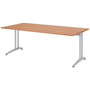 4032062149898 - HAMMERBACHER BS2E Schreibtisch nussbaum rechteckig C-Fuß-Gestell silber 2000 x 1000 cm