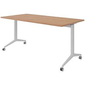 HAMMERBACHER Mehrzwecktisch nussbaum rechteckig, T-Fuß-Gestell silber, 160,0 x 80,0 x 75,0 cm