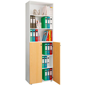 4051814427961 - Büroschrank mit 6 Fächern Büroregal moderner Aktenschrank mit Drehtüren Maße ca H 220 x B 70 x T 40cm – Lona 6-Fach