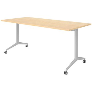 HAMMERBACHER Mehrzwecktisch ahorn rechteckig, T-Fuß-Gestell silber, 180,0 x 80,0 x 75,0 cm
