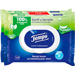 Tempo Feuchtes Toilettenpapier Sanft & Sensitiv Duo-Pack 1-lagig 2x 42  Tücher