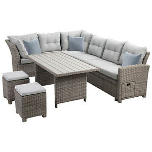 greemotion Loungegruppe Malia grau Kunststoff, Metall, 20-teilig