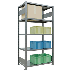 4004514283542 - Schulte Lagertechnik Fachbodenregal-Stecksystem MULTIplus 250 Grundregal Längenriegel 2000x1000x600 mm 5 Böden verzinkt
