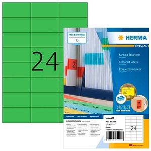 HERMA Etiketten 4409 grün 70,0 x 37,0 mm, 100 Blatt