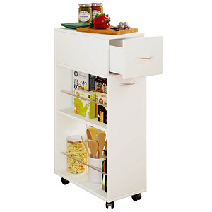 4051814403200 - Küchenwagen Rollwagen Maße Küchenregal ca H 85 x B 25 x T 50 cm ausreichend Stauraum und Schublade rollbar Servierwagen - Tusal