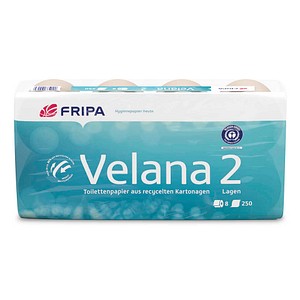4000883102439 - Toilettenpapier Velana 2-lagig Recyclingpapier 8 Rollen