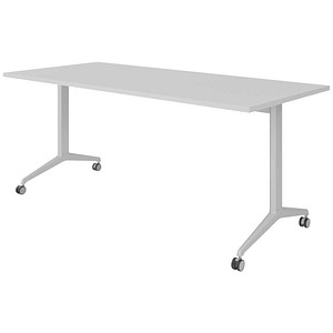 HAMMERBACHER Mehrzwecktisch lichtgrau rechteckig, T-Fuß-Gestell silber, 180,0 x 80,0 x 75,0 cm