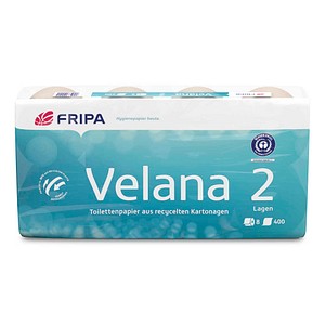 4000883102415 - Toilettenpapier Velana 2-lagig Recyclingpapier 8 Rollen