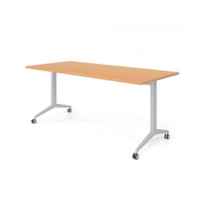 HAMMERBACHER Mehrzwecktisch buche rechteckig, T-Fuß-Gestell silber, 180,0 x 80,0 x 75,0 cm