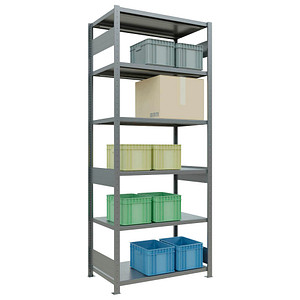 4004514283610 - Schulte Lagertechnik Fachbodenregal-Stecksystem MULTIplus 250 Grundregal Längenriegel 2500x1000x600 mm 6 Böden verzinkt