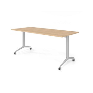 HAMMERBACHER Mehrzwecktisch eiche rechteckig, T-Fuß-Gestell silber, 180,0 x 80,0 x 75,0 cm