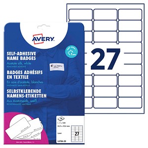 4004182047842 - L4784-20 Namens-Etiketten 635 x 296 mm Acetatseide Weiß 540 St Wiederablösbar Farblaserdrucker Laserdrucker Handbeschriftung