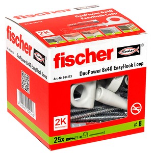 4048962459548 - fischer EasyHook Loop - DuoPower 8x40 2K Dübel mit Schrauben Ø 5 8 mm 40 80 mm 25 Stück