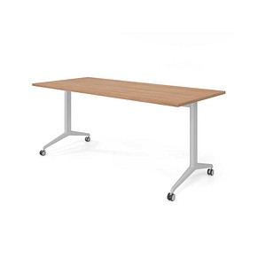 HAMMERBACHER Mehrzwecktisch nussbaum rechteckig, T-Fuß-Gestell silber, 180,0 x 80,0 x 75,0 cm