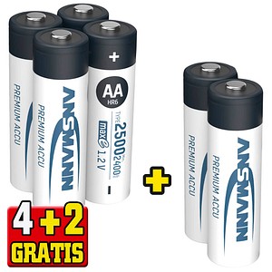 4013674011322 - 4 + 2 GRATIS 4 ANSMANN Akkus Photo Mignon AA 2400 mAh + GRATIS 2 St