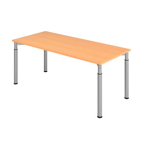 4032062183977 - HAMMERBACHER YS19 höhenverstellbarer Schreibtisch buche rechteckig 4-Fuß-Gestell silber 1800 x 800 cm