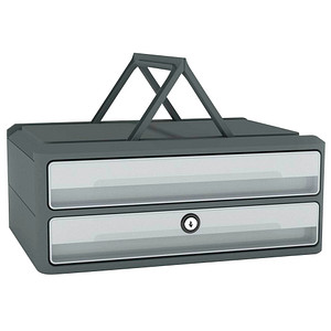 3462159014791 - cep Schubladenboxen cep Modul 2Schübe Schloß grau 1091116361 DIN A4 quer 370 x 275 x 146 cm