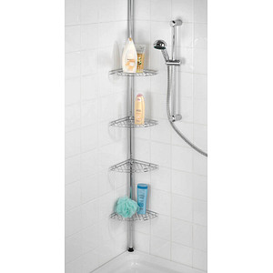 4008838185964 - Teleskopregal WENKO Prea Regale Gr B T 20 cm x 28 cm Höhe 65-275 cm silberfarben (glänzend) Duschzubehör Regale 4 Ablagen