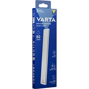 VARTA Linear LED Mobile LED Akku-LED-Lampe mit Bewegungsmelder weiß 24,0 cm, 80 lm