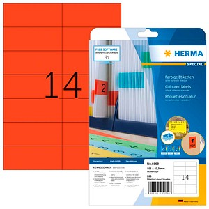 HERMA Etiketten 5059 rot 105,0 x 42,3 mm, 20 Blatt