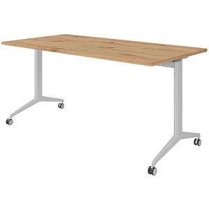 HAMMERBACHER Mehrzwecktisch asteiche rechteckig, T-Fuß-Gestell silber, 160,0 x 80,0 x 75,0 cm