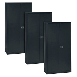 AKTION: BISLEY Stahlschränke Universal E782A04633P3 schwarz 4 Fachböden 91,4 x 40,0 x 195,0 cm, aufgebaut, 3 St.