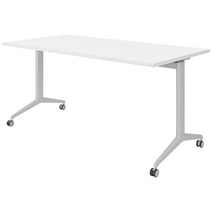 HAMMERBACHER Mehrzwecktisch weiß rechteckig, T-Fuß-Gestell silber, 160,0 x 80,0 x 75,0 cm