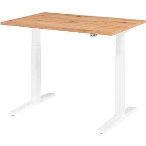 4032062190814 - HAMMERBACHER XMKA12 elektrisch höhenverstellbarer Schreibtisch asteiche rechteckig C-Fuß-Gestell weiß 1200 x 800 cm