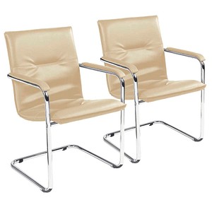 Nowy Styl Besucherstühle Rumba RUMBA CHROM V46 beige Kunstleder, 2 St.