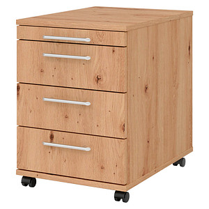 4032062192320 - PRO BARI 1606 RE - Rollcontainer Holz mit 3 Schüben Asteiche Relinggriff Kunststoff