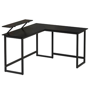 0194343101262 - Schreibtisch LWD56BK 65-130cm (H) 130   140x50cm (BxT) L-Form schwarz   schwarz 0194343101262 VASAGLE