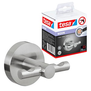 4042448448163 - Moon Handtuchhaken verchromter Edelstahl - Bad-Haken zur Wandbefestigung ohne Bohren inkl Klebelösung - 53 mm x 65 mm x 50 mm - silber matt - Tesa 4042448448163 - Moon Handtuchhaken verchromter Edelstahl - Bad-Haken zur Wandbefestigung ohne Bohren inkl Klebelösung - 53 mm x 65 mm x 50 mm - silber matt - Tesa