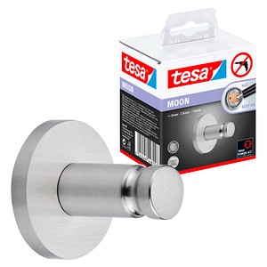 4042448448156 - Haken tesa Moon Befestigung ohne Bohren inkl Klebelösung ablösbar Edelstahloptik