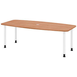 4032062316573 - HAMMERBACHER Konferenztisch KT22C nussbaum Tonnenform Rundrohr grau 2200 x 830 1030 x 720 - 740 cm