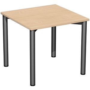 4038933068701 - Flex Schreibtisch buche anthrazit quadratisch 4-Fuß-Gestell grau 800 x 800 cm