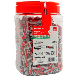 4048962506020 - fischer BigBox - DuoPower 6x30 570548 Universaldübel-Sortiment Ø 6 mm x 30 mm 950 Stück 4048962506020 - fischer BigBox - DuoPower 6x30 570548 Universaldübel-Sortiment Ø 6 mm x 30 mm 950 Stück