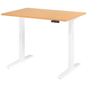 4032062190777 - HAMMERBACHER XMKA12 elektrisch höhenverstellbarer Schreibtisch buche rechteckig C-Fuß-Gestell weiß 1200 x 800 cm