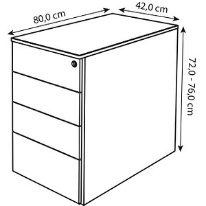4044917441026 - Form 1 Standcontainer weiß eiche 4 Auszüge 420 x 800 x 720 - 760 cm 4044917441026 - Form 1 Standcontainer weiß eiche 4 Auszüge 420 x 800 x 720 - 760 cm