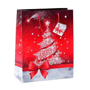 4004360858536 - Geschenktasche GT022 Sparkling Tree Weihnachten Sparkling Tree mit Glanzlackierung und Geschenkanhänger Weihnachtsmotiv 26c 5 Stück