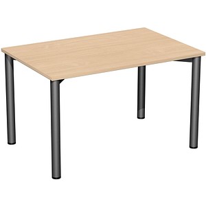 4038933068732 - Flex Schreibtisch buche anthrazit rechteckig 4-Fuß-Gestell grau 1200 x 800 cm