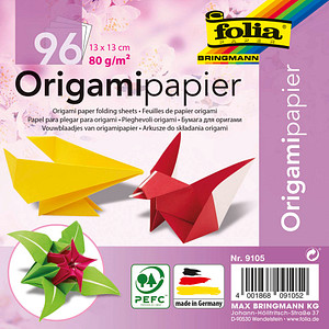 folia Faltblätter Origami mehrfarbig 96 Blatt