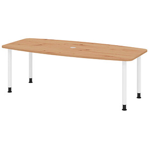 4032062316603 - HAMMERBACHER Konferenztisch KT22C asteiche Tonnenform Rundrohr grau 2200 x 830 1030 x 720 - 740 cm