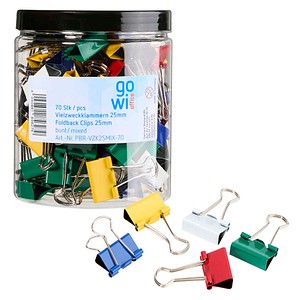 4040881856279 - 70 Foldbackklammern farbsortiert 25 cm