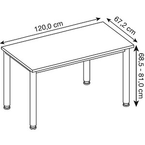 4032062310946 - HS612 Schreibtisch asteiche rechteckig 4-Fuß-Gestell grau 1200 x 672 cm 4032062310946 - HS612 Schreibtisch asteiche rechteckig 4-Fuß-Gestell grau 1200 x 672 cm
