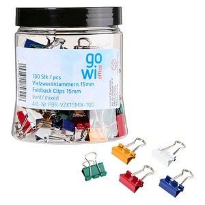 4040881856248 - Foldbackklammern farbsortiert 15 cm 100 St