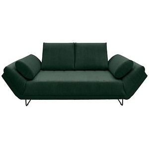 DOMO Collection 2-Sitzer Funktionssofa dunkelgrün schwarz Stoff 210,0 x 97,0 x 95,0 cm, 1 St.