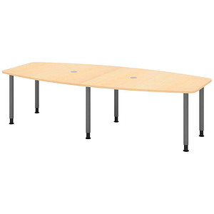 4032062315842 - HAMMERBACHER Konferenztisch KT28C ahorn Tonnenform Rundrohr grau 2800 x 850 1300 x 720 - 740 cm 4032062315842 - HAMMERBACHER Konferenztisch KT28C ahorn Tonnenform Rundrohr grau 2800 x 850 1300 x 720 - 740 cm